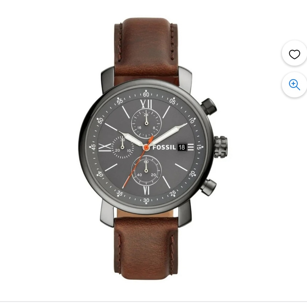 Fossil watch men’s  Rhett Chronograph 42mm Grey Dial Brown Leather